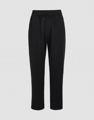 Black Urban Revivo Drawstring Waist Knitted Carrot Fit Men's Pants | 63907XWQG