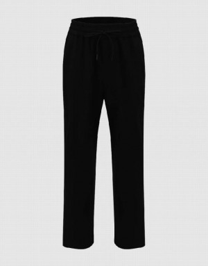 Black Urban Revivo Drawstring Waist Knitted Carrot Fit Men's Pants | 97841YZFI