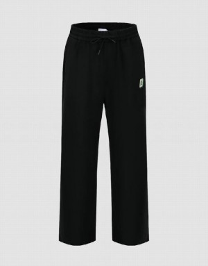 Black Urban Revivo Drawstring Waist Knitted Wide-Leg Men's Pants | 62981UHWO