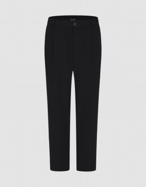 Black Urban Revivo Loose Straight Men's Pants | 40729KGAB