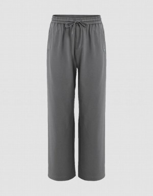 Grey Urban Revivo Drawstring Waist Wide-Leg Loose Men's Pants | 81506GUTV