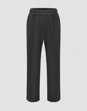Grey Urban Revivo Elastic Waist Knitted Straight Men's Pants | 15903PNKE