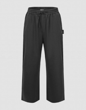 Grey Urban Revivo Elastic Waist Straight Men's Pants | 37506GCXE