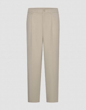 Khaki Urban Revivo Tailored Carrot Fit Men's Pants | 03175LIUK
