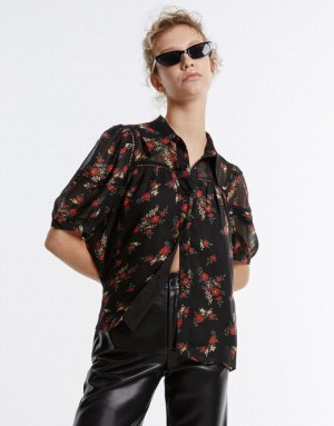 Multicolor Urban Revivo Floral Button Up Women's Shirts | 04275UVRY