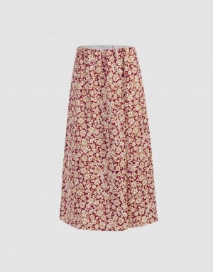 Multicolor Urban Revivo Floral Print A-Line Women's Skirts | 53126YIOX