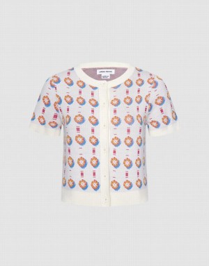 Multicolor Urban Revivo Jacquard Short Sleeve Women's Cardigan | 40239DWGO