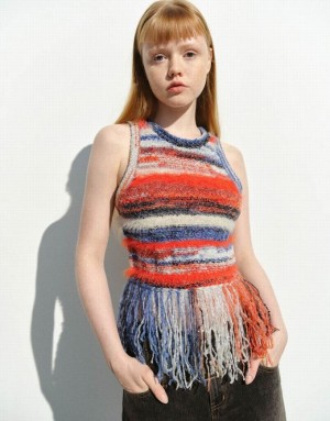 Multicolor Urban Revivo Raw Hem Furry Knitted Women's Cardigan | 67841JBMY