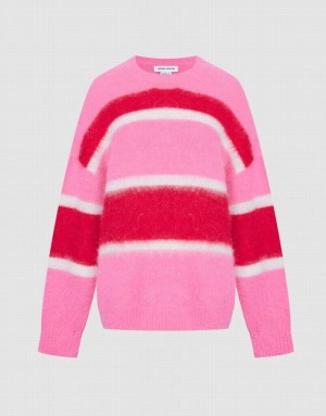 Red / Pink Urban Revivo Color Block Women's Sweaters | 06721SQVJ