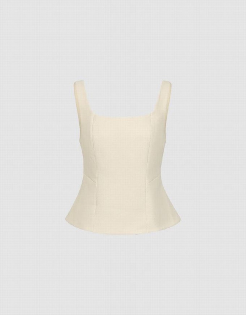 Beige Urban Revivo Square-cut Collar Women's Camisole | 92703VYFG