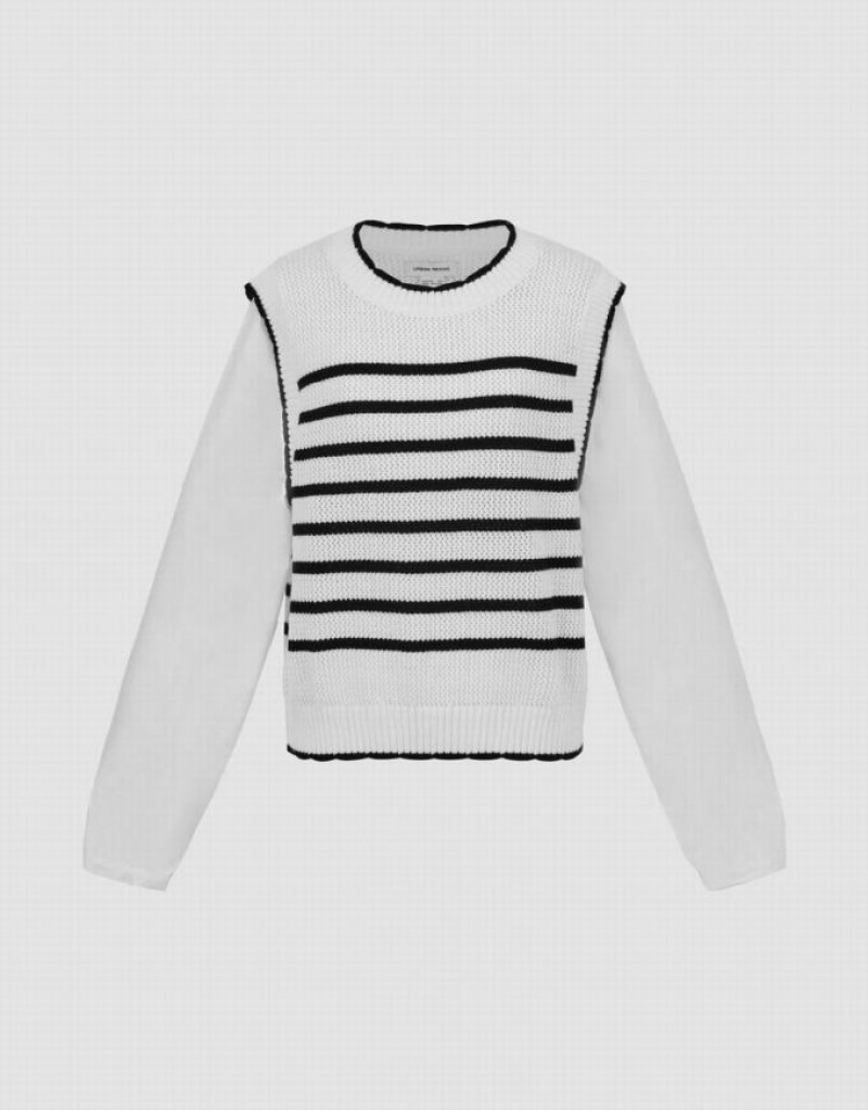 Black Urban Revivo 2 In 1 Crew Neck Knitted Women's Cardigan | 59183GIRH