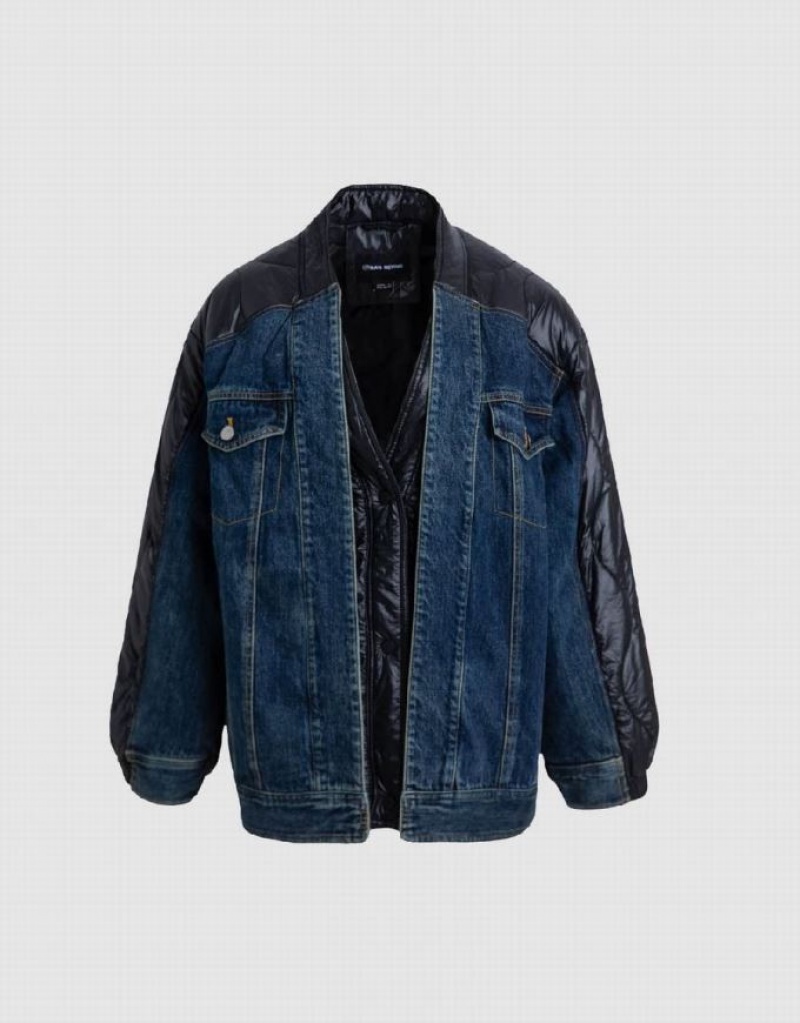 Black Urban Revivo 2 In 1 Denim Padded Women's Coats | 23681MTWE