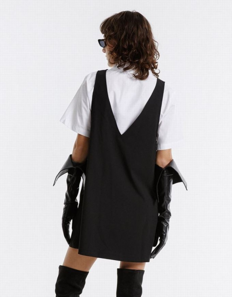 Black Urban Revivo 2 In 1 Two Tone Women's Casual Dress | 18934BORZ