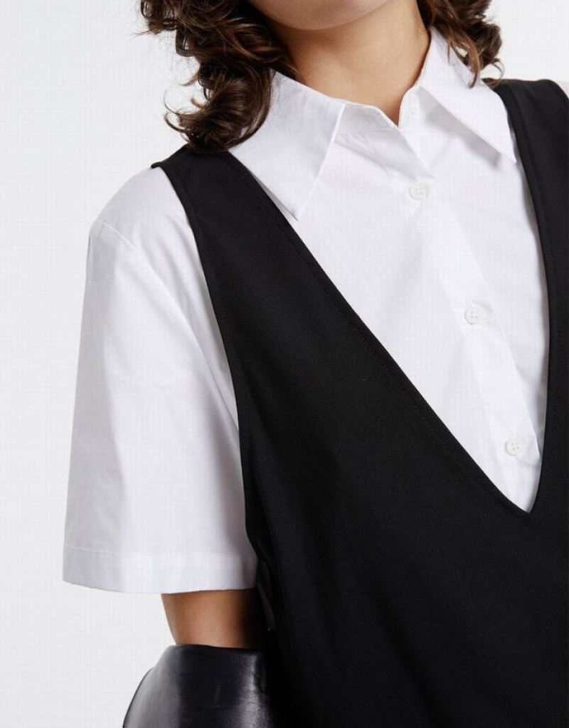 Black Urban Revivo 2 In 1 Two Tone Women's Casual Dress | 18934BORZ