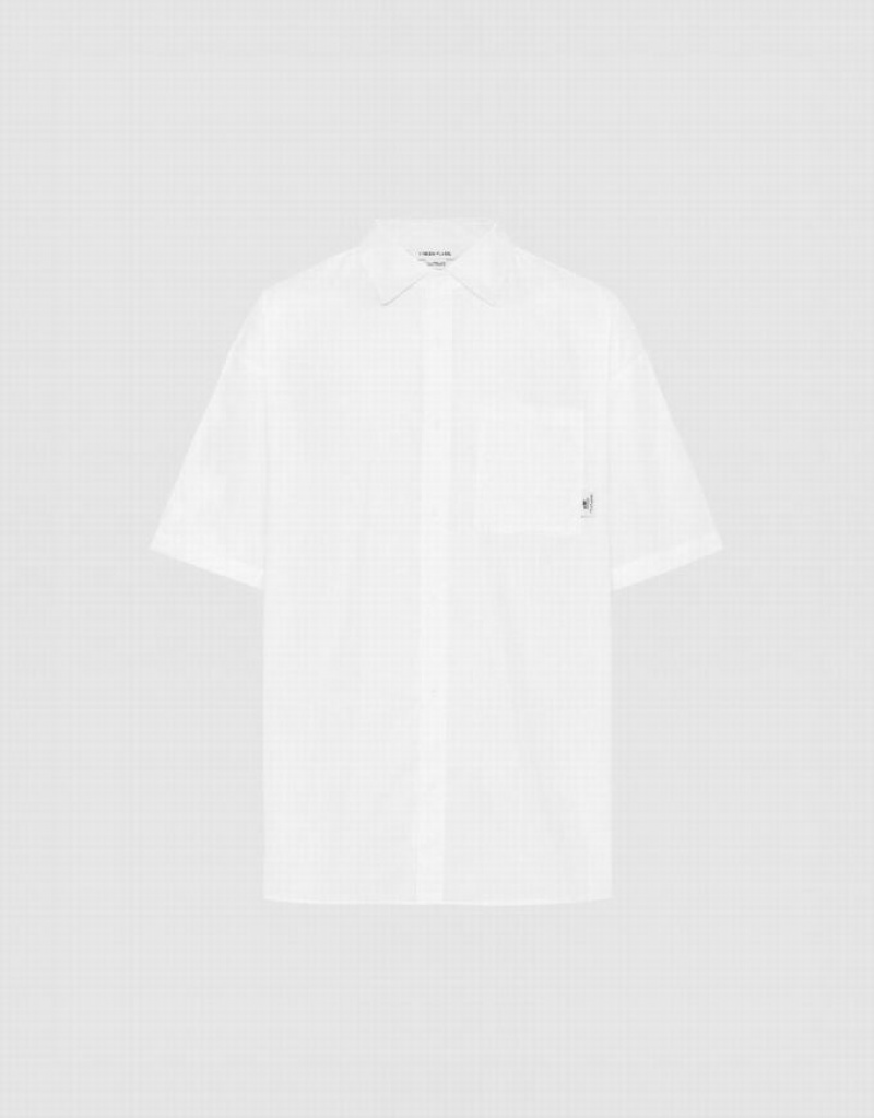 Black Urban Revivo Button Up Oversized Men's Shirts | 98102PLYT