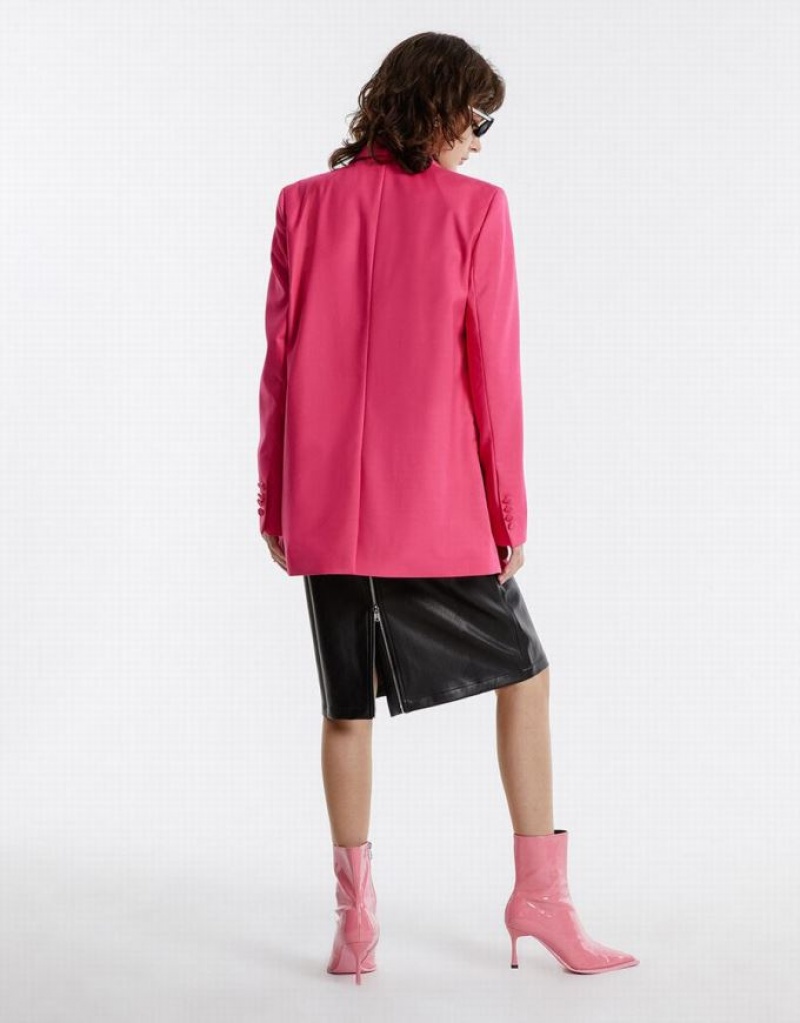 Black Urban Revivo Faux Leather Women's Skirts | 41025ZGHR