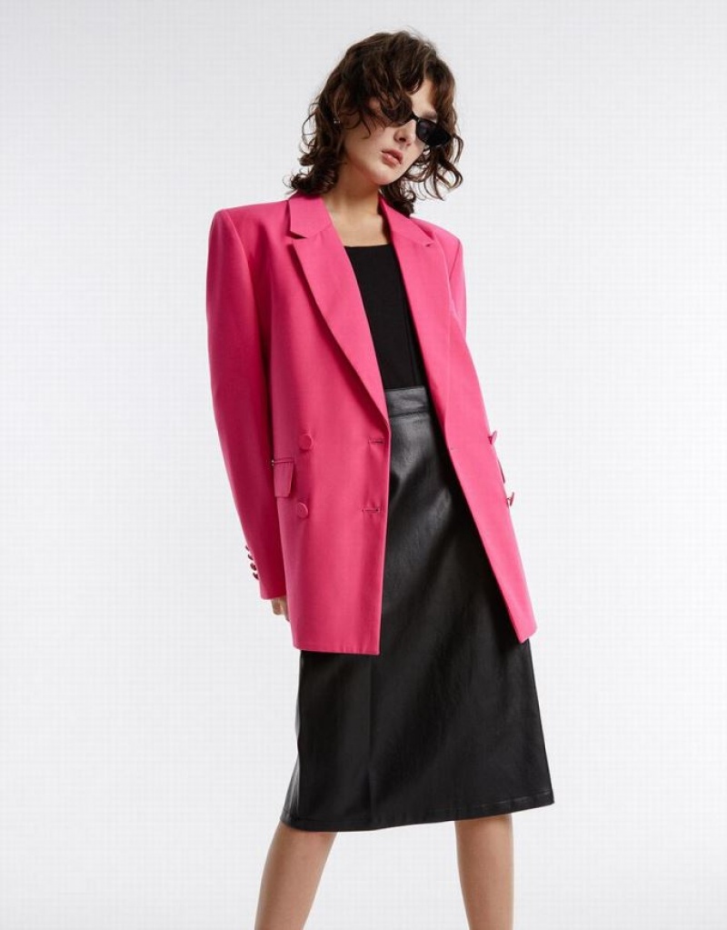 Black Urban Revivo Faux Leather Women's Skirts | 41025ZGHR