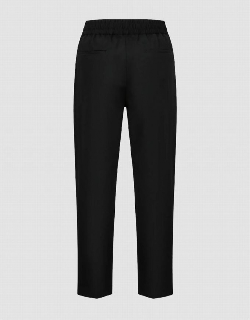 Black Urban Revivo Knitted Carrot Fit Men's Pants | 02749LHRK