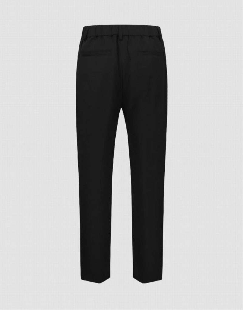 Black Urban Revivo Loose Straight Men's Pants | 85432LPOR