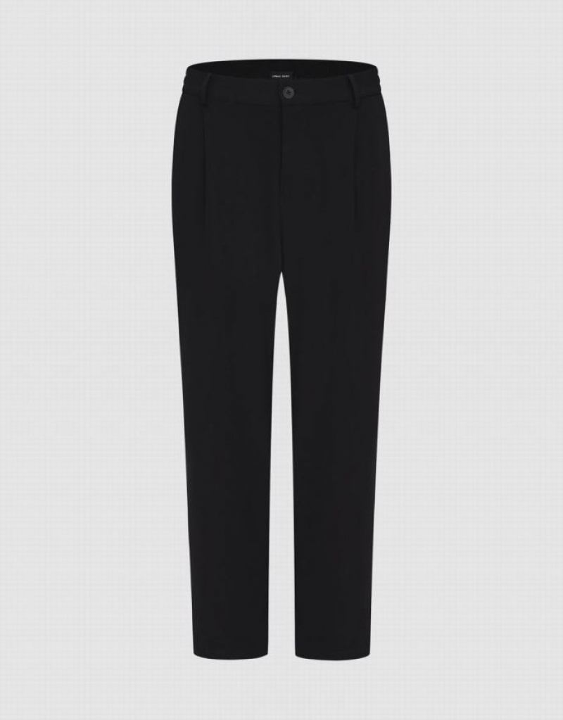 Black Urban Revivo Loose Straight Men\'s Pants | 40729KGAB