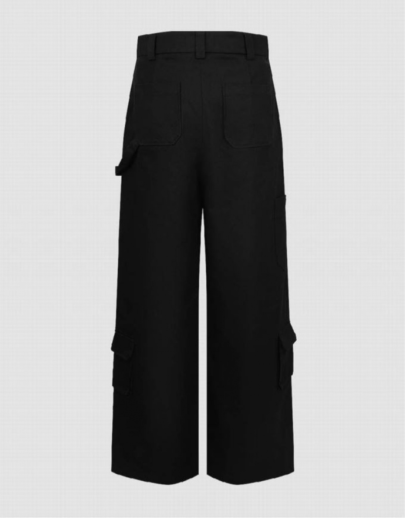 Black Urban Revivo Multi-Pocket Carrot Fit Women's Pants | 70426DRXF