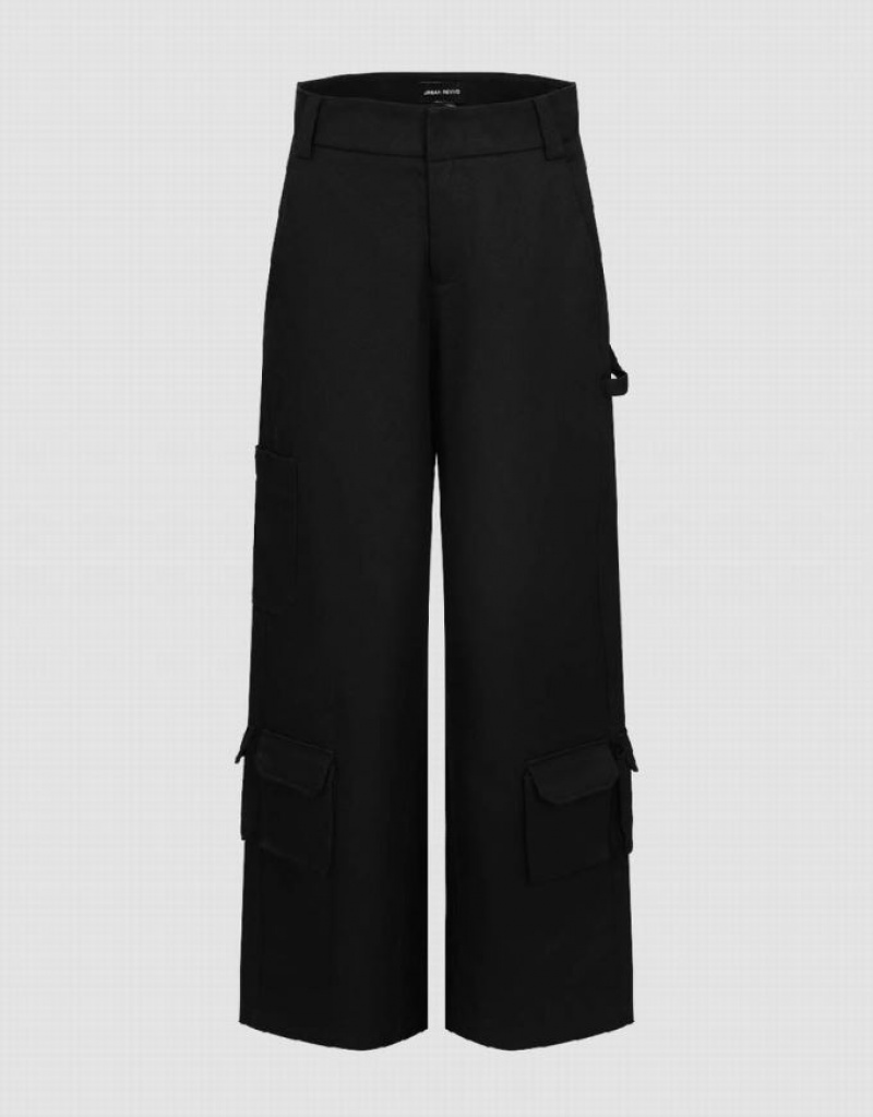Black Urban Revivo Multi-Pocket Carrot Fit Women\'s Pants | 70426DRXF