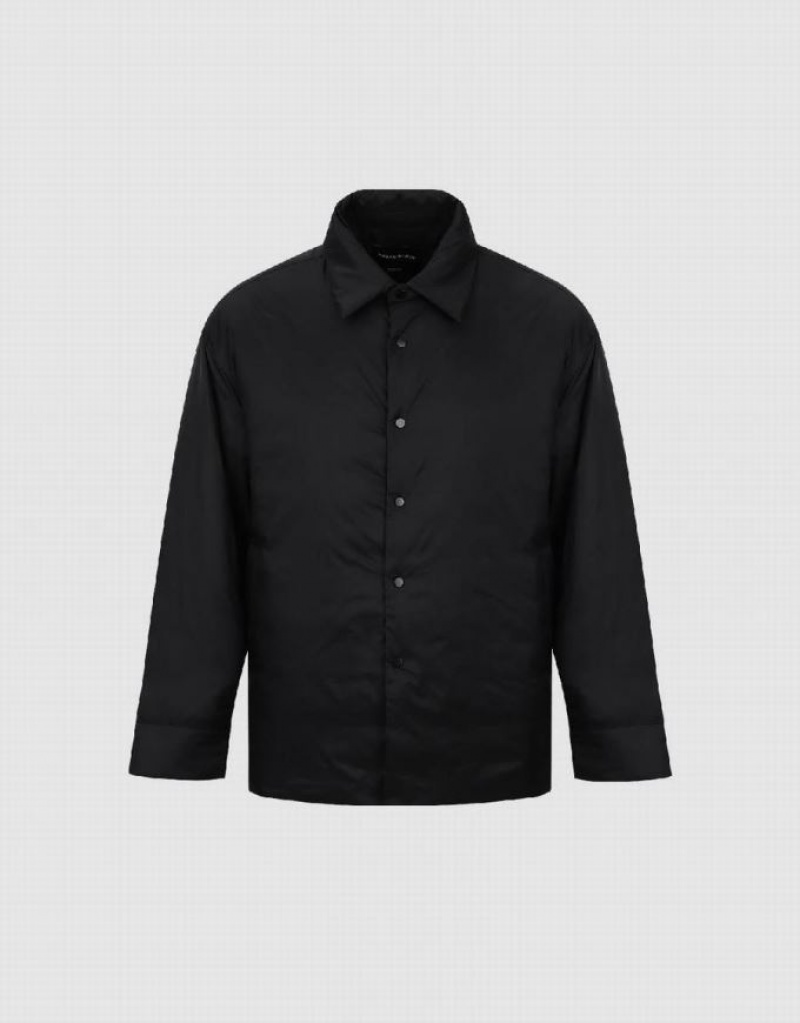 Black Urban Revivo Oversized Men's Down Jackets | 18957RAVW