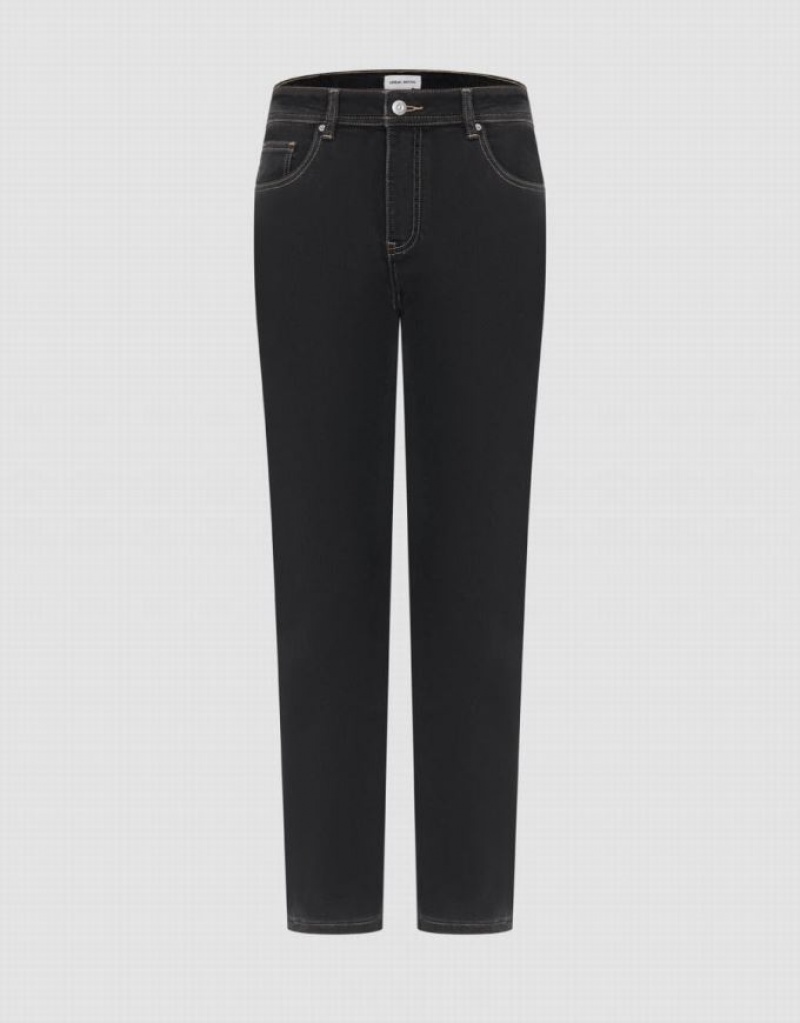 Black Urban Revivo Straight Fit Men\'s Jeans | 63892PARB