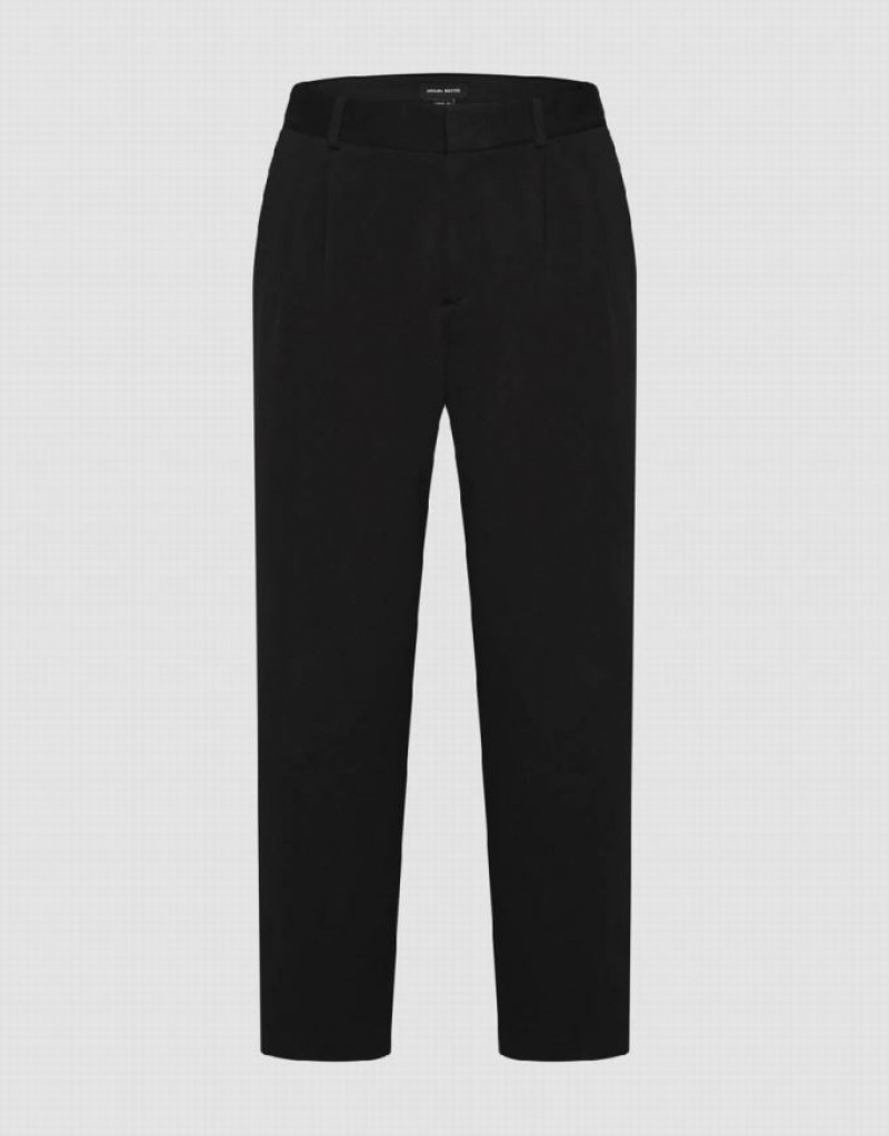 Black Urban Revivo Straight Men\'s Pants | 45873ZIPW