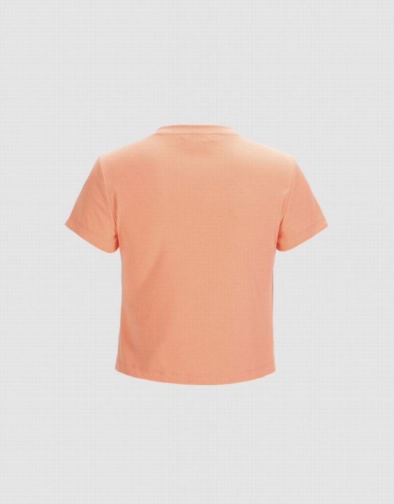 Coral Urban Revivo Basic Fitted Women's T-Shirts | 45923HOTS