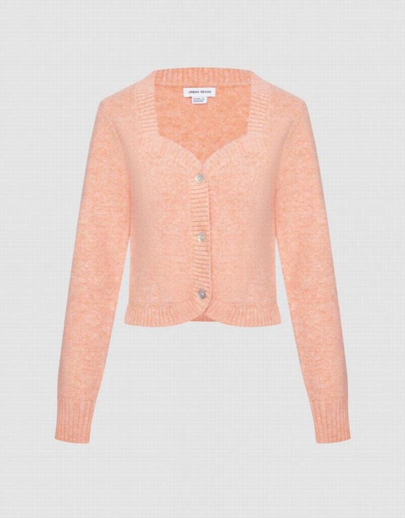Coral Urban Revivo Plain Button Up Women\'s Cardigan | 54209DRPW