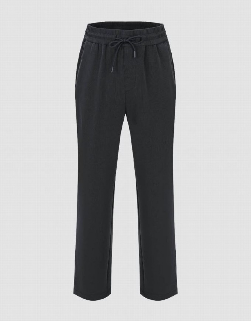 Dark Grey Urban Revivo Drawstring Waist Knitted Carrot Fit Men\'s Pants | 08253VRPQ
