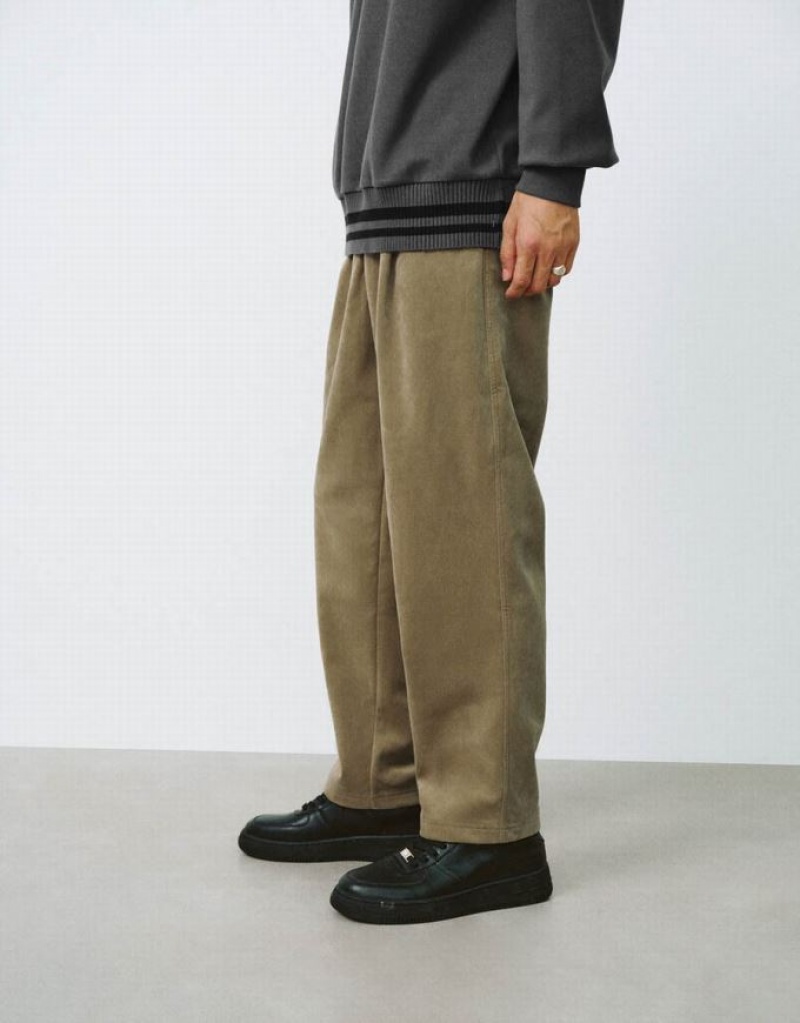 Green Urban Revivo Drawstring Waist Straight Men's Pants | 19653ARBO