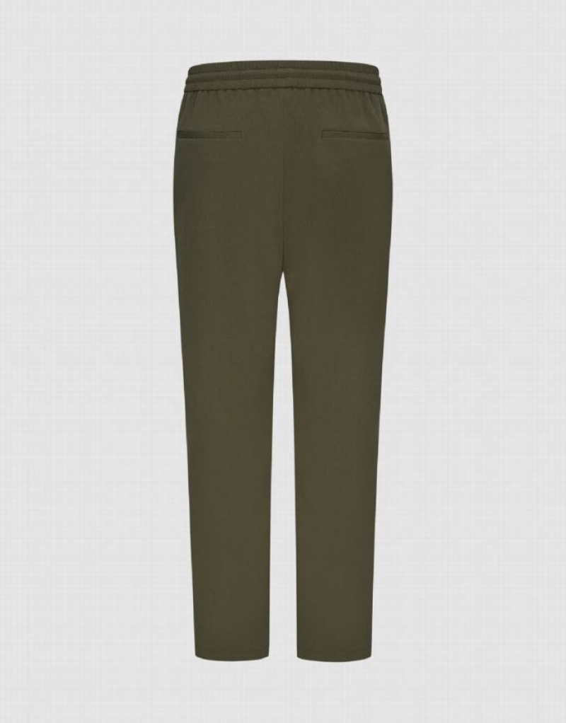 Green Urban Revivo Elastic Waist Straight Men's Pants | 80375ZQCW