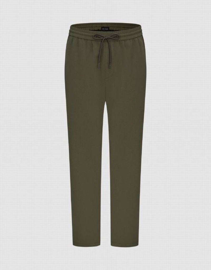 Green Urban Revivo Elastic Waist Straight Men\'s Pants | 80375ZQCW