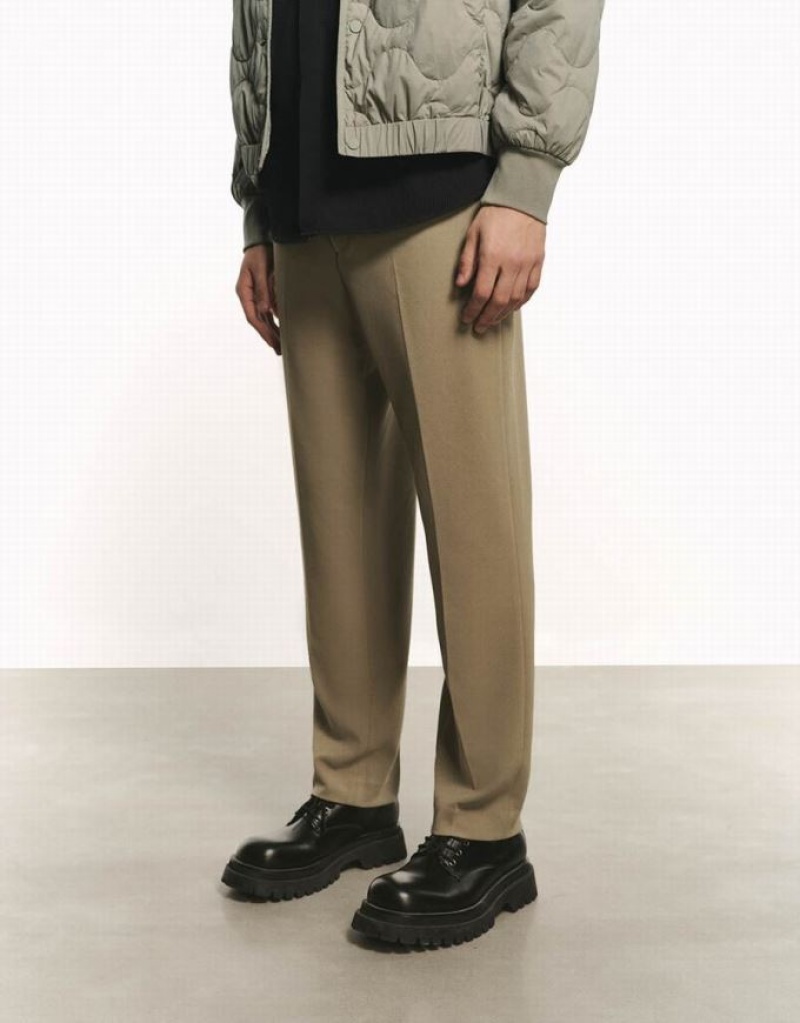 Green Urban Revivo Tailored Carrot Fit Men's Pants | 67023WXFV
