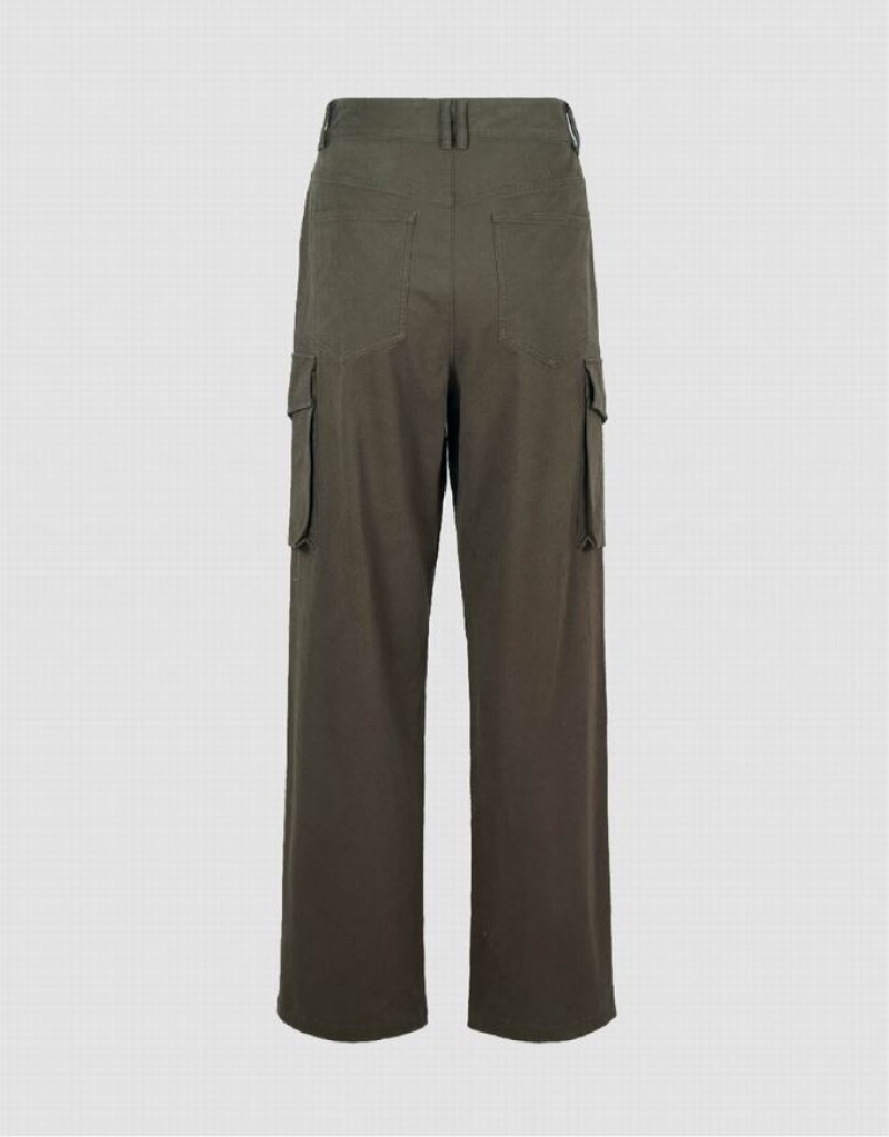 Green Urban Revivo Wide-Leg Men's Pants | 34072DSIV