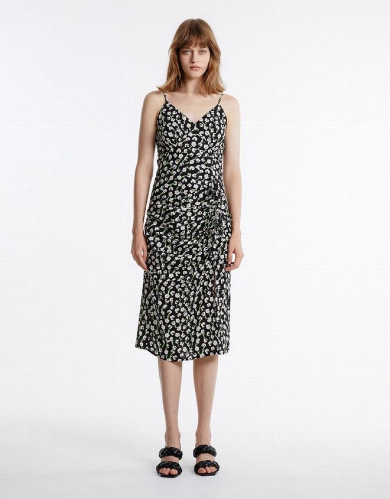 Grey Urban Revivo Cut Out Back Floral Women's Casual Dress | 30896UCTA
