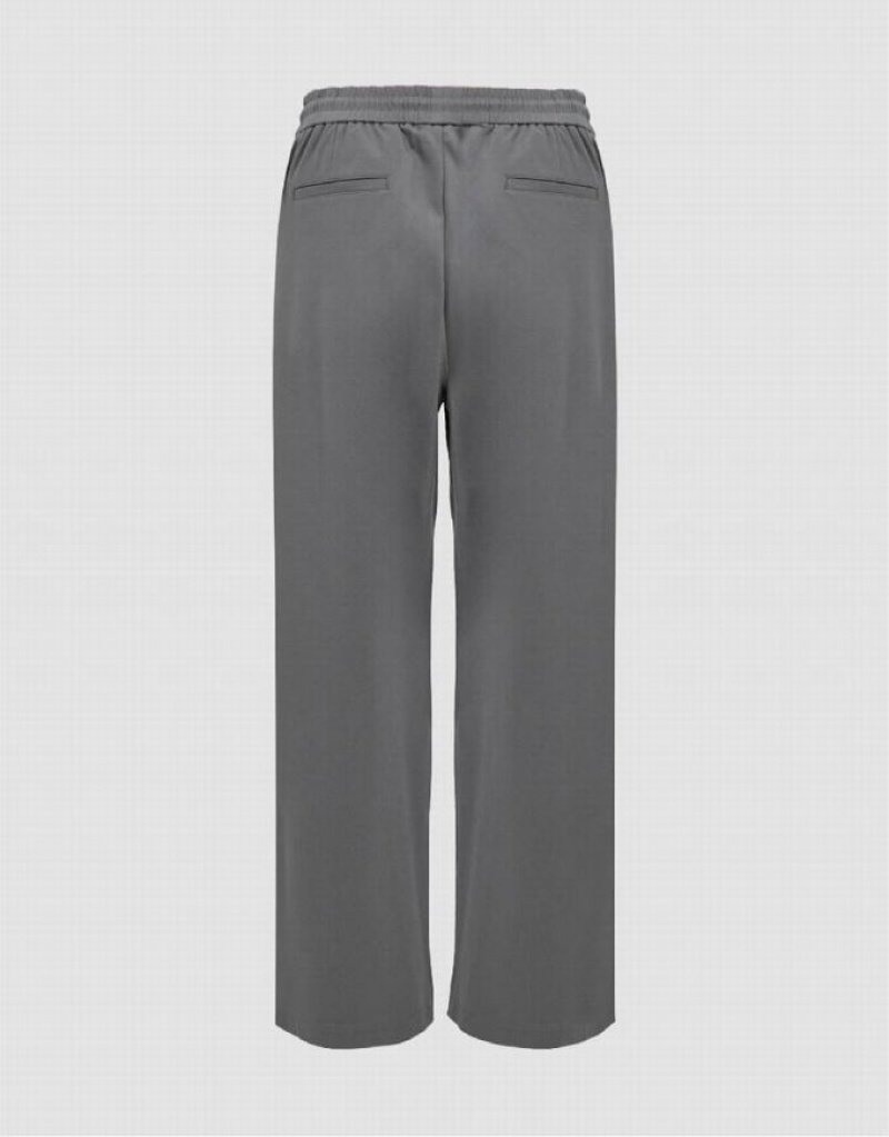 Grey Urban Revivo Drawstring Waist Wide-Leg Loose Men's Pants | 81506GUTV