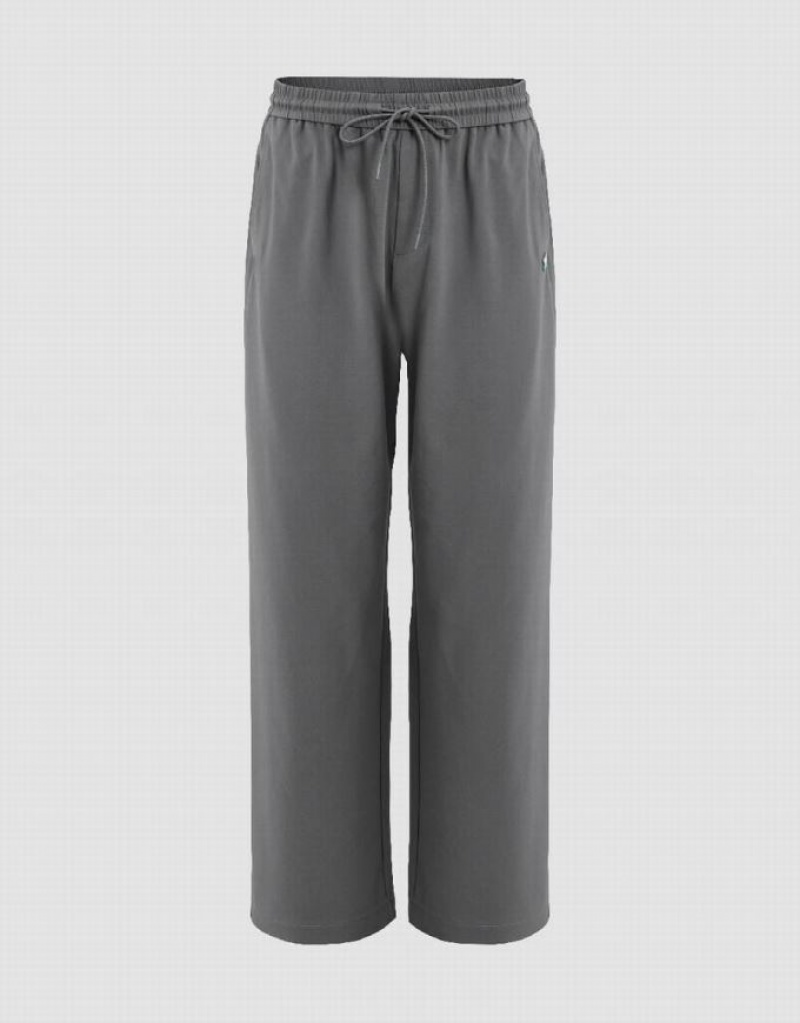 Grey Urban Revivo Drawstring Waist Wide-Leg Loose Men\'s Pants | 81506GUTV