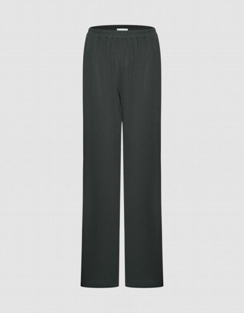 Grey Urban Revivo Elastic Waist Knitted Straight Women\'s Pants | 42195RYQP