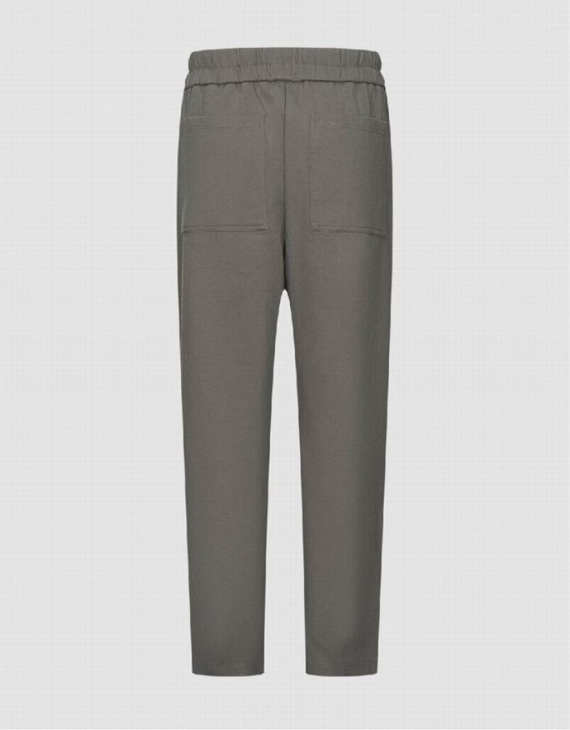 Grey Urban Revivo Elastic Waist Knitted Straight Men's Pants | 04768UVIA