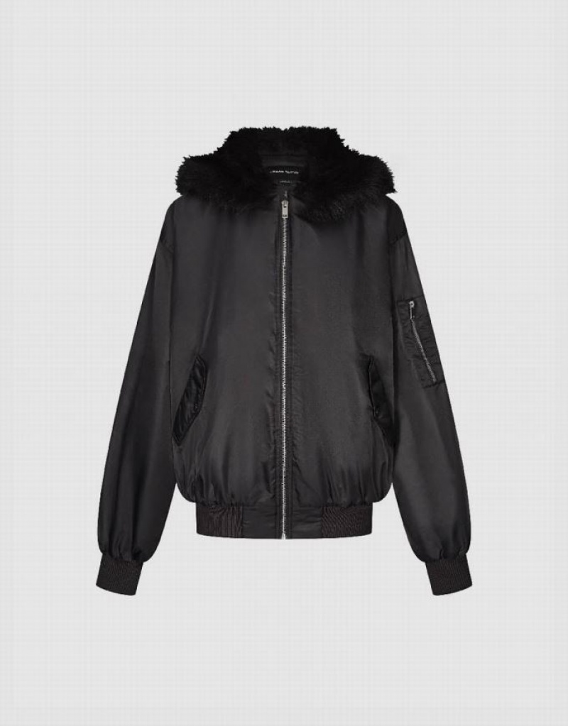 Grey Urban Revivo Zipper Front Hooded Padded Women's Coats | 82301PVKO
