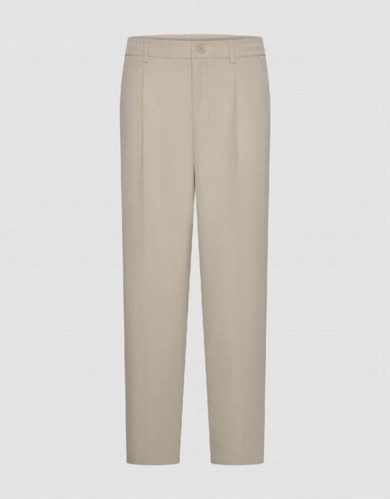 Khaki Urban Revivo Tailored Carrot Fit Men\'s Pants | 03175LIUK