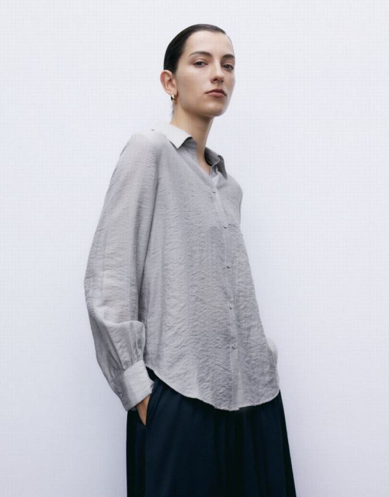 Light Grey Urban Revivo 2 In 1 Button Up Women's Shirts | 25186CYBE