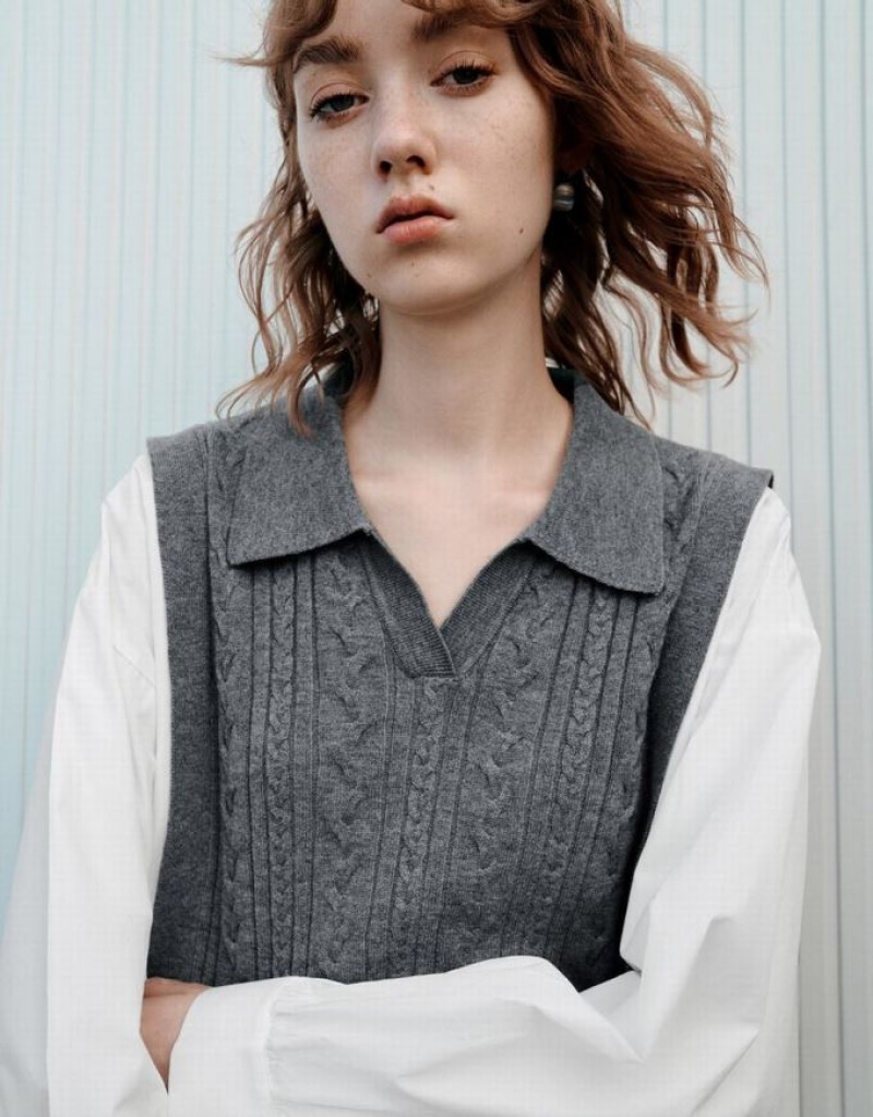 Light Grey Urban Revivo 2 In 1 Knitted Women's Cardigan | 79281WMHK