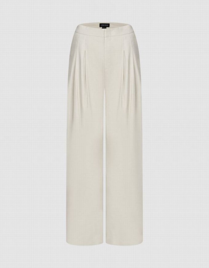 Light Khaki Urban Revivo Woven Thin Wide-Leg Women\'s Pants | 60273PGRB
