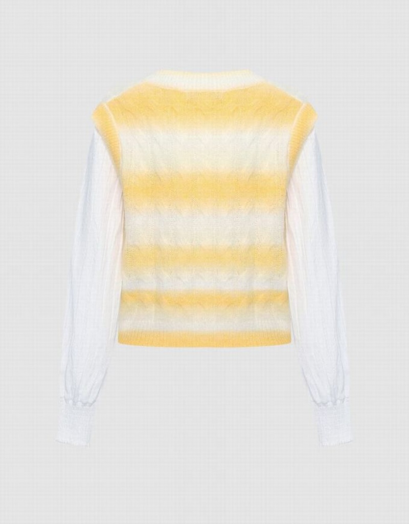 Multicolor Urban Revivo 2 In 1 Striped Cable Knit Top Women's Cardigan | 97302UMSN