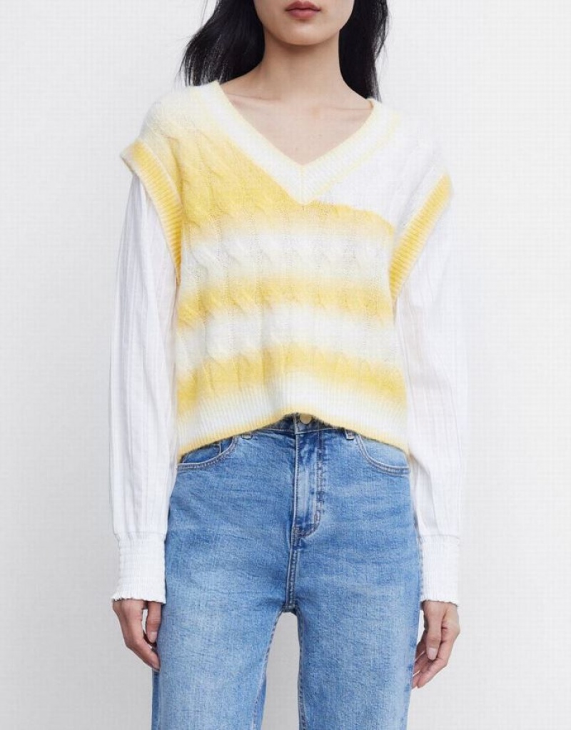 Multicolor Urban Revivo 2 In 1 Striped Cable Knit Top Women's Cardigan | 97302UMSN