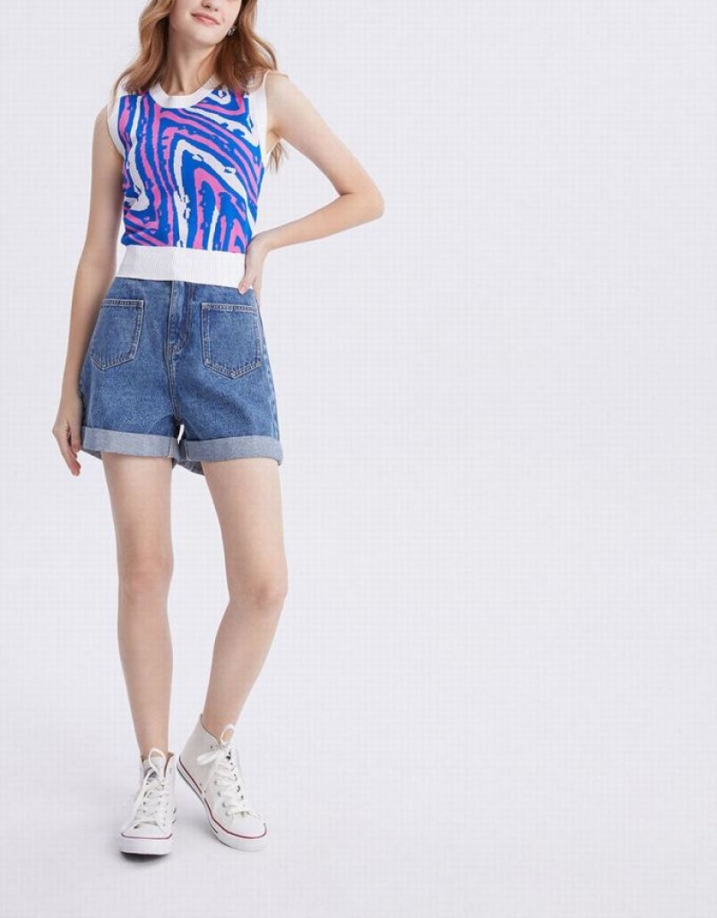 Multicolor Urban Revivo Abstract Pattern Knitted Women's Tank Top | 59603YUSN